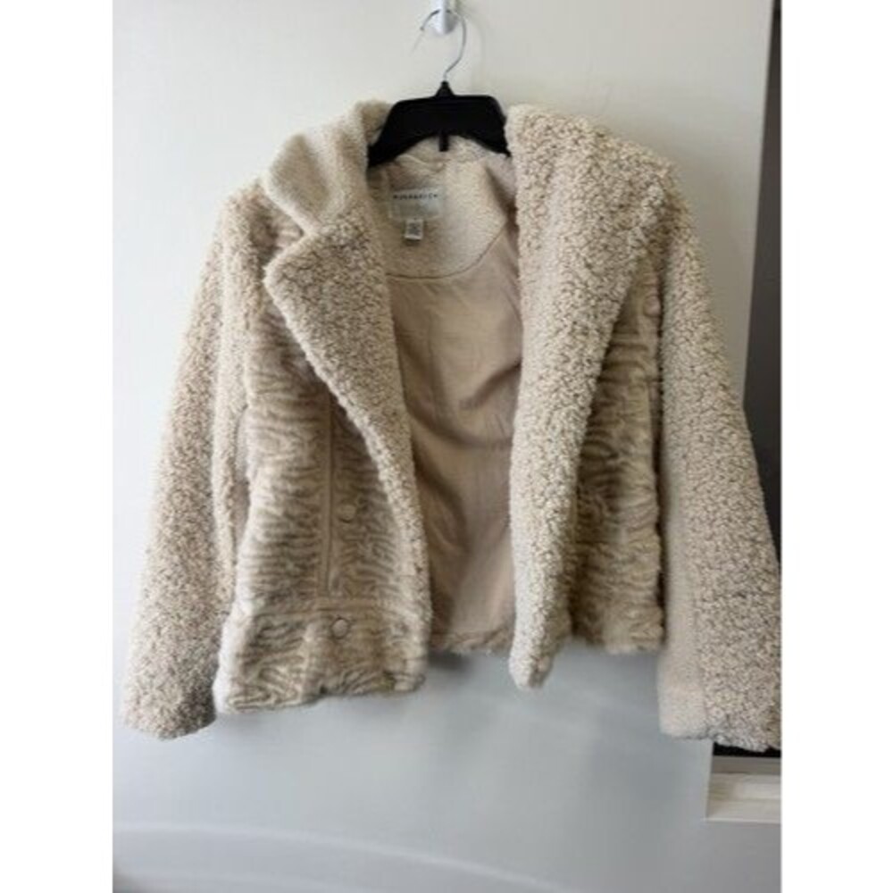 Marrakech Women’s Beige Faux Fur Lined Collared Button-Front Short Jacket XS